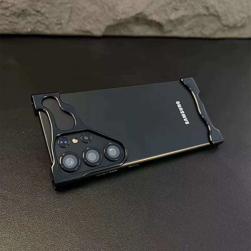 Aluminum Alloy Bumper Phone Shell for Samsung Galaxy S23 S24 Ultra plus with Lens Film Metal Corner Pad Shockproof Cover