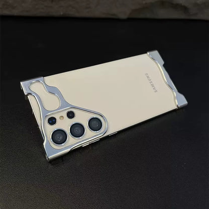 Aluminum Alloy Bumper Phone Shell for Samsung Galaxy S23 S24 Ultra plus with Lens Film Metal Corner Pad Shockproof Cover